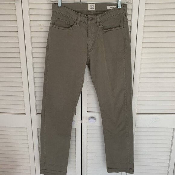 Flint and Tinder Men 29x30 Khaki Slim Fit Cotton Stretch 365 Pants Pockets Chino - Picture 1 of 14